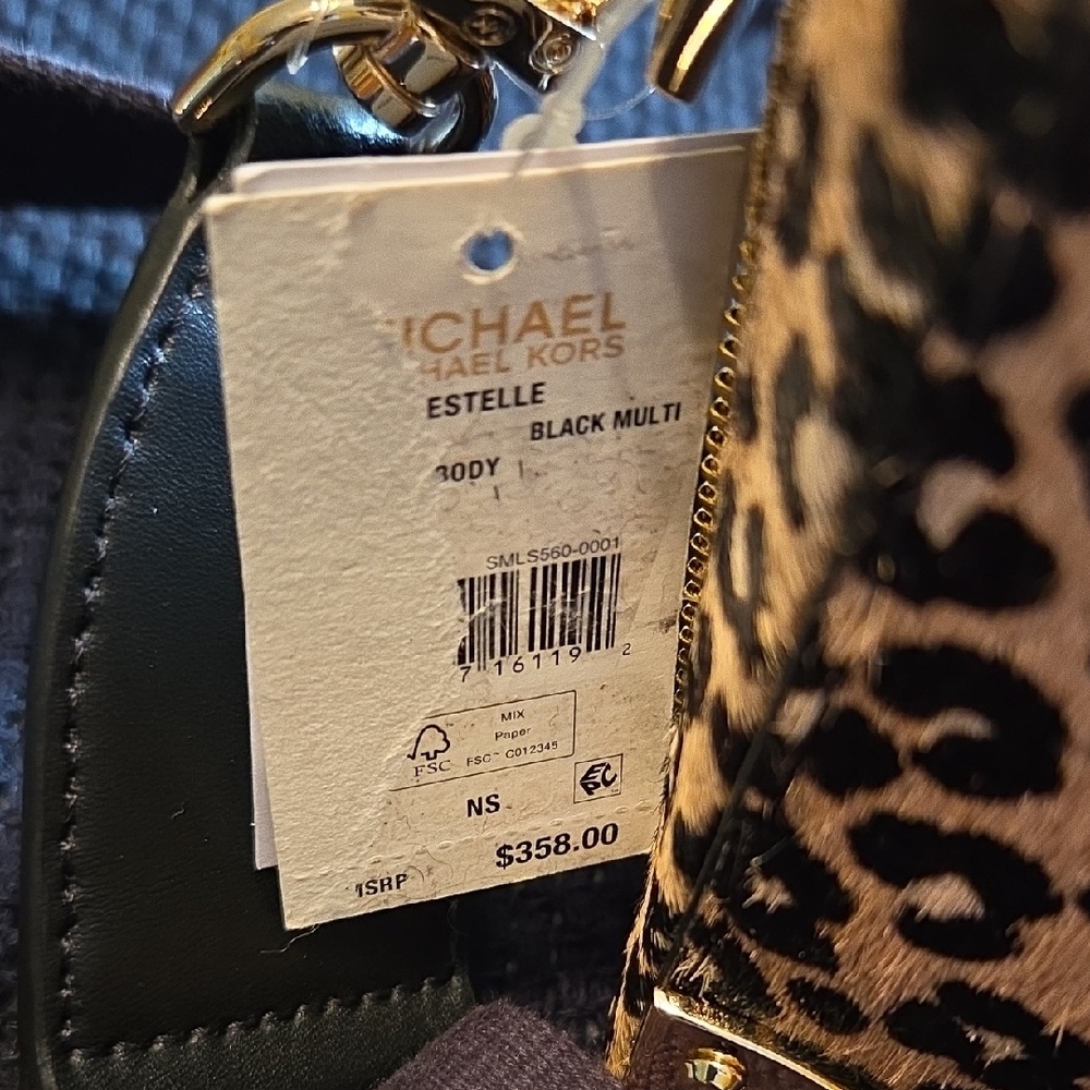Michael Kors NWT Animal Print Calf Hair Satchel w/Black Leather Trim - Picture 2 of 12